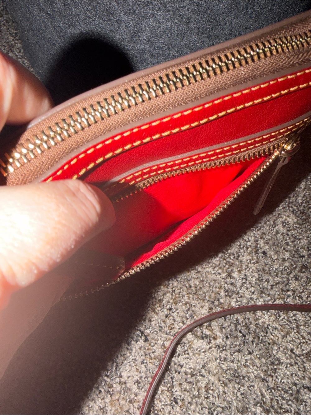 Dooney & Bourke Red Leather Letter Carrier Crossbody with Front Zip - Picture 6 of 9